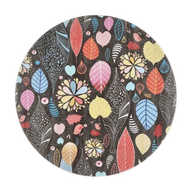 Autumn Leaves and Birds. Cutting Board (Front)