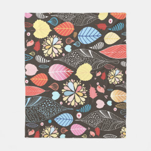 Autumn Leaves and Birds. Fleece Blanket