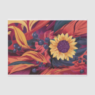 Autumn Leaves and Fall Garden Blooms Tissue Paper