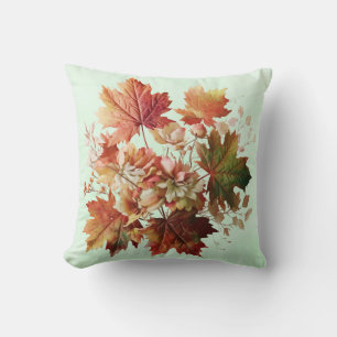 Autumn Leaves and Flowers in Fall Bouquet Art Cushion