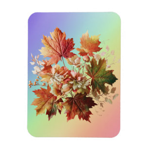 Autumn Leaves and Flowers in Fall Bouquet Art Magnet