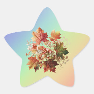 Autumn Leaves and Flowers in Fall Bouquet Art Star Sticker