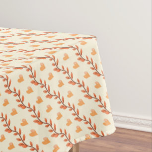 Autumn Leaves and Hearts Tablecloth