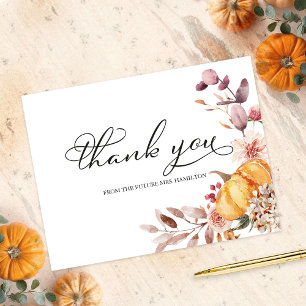 Autumn Leaves and Pumpkin Fall Bridal Shower Thank Postcard