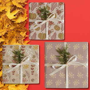 Autumn Leaves and Pumpkin harvest Wrapping Paper Sheet