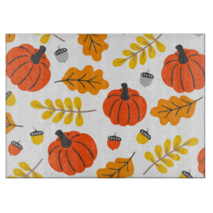 Autumn Leaves and pumpkins Cutting Board