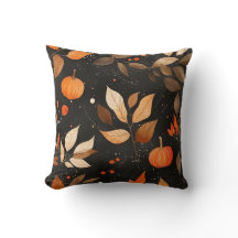 Autumn Leaves and Pumpkins Decorative Pillow