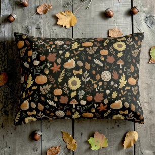 Autumn Leaves and Pumpkins in Black Thanksgiving Pillowcase