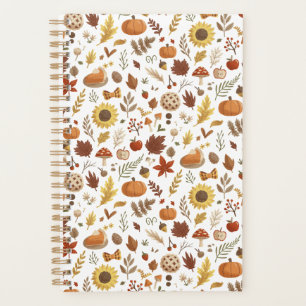 Autumn Leaves and Pumpkins in White Thanksgiving Planner