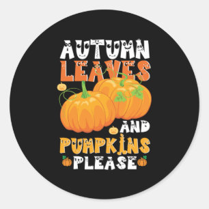 Autumn Leaves And Pumpkins Please Birthday Classic Round Sticker