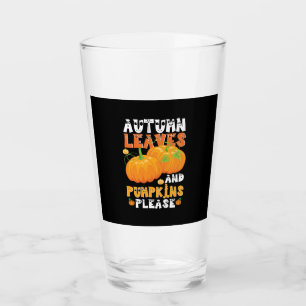Autumn Leaves And Pumpkins Please Birthday Glass