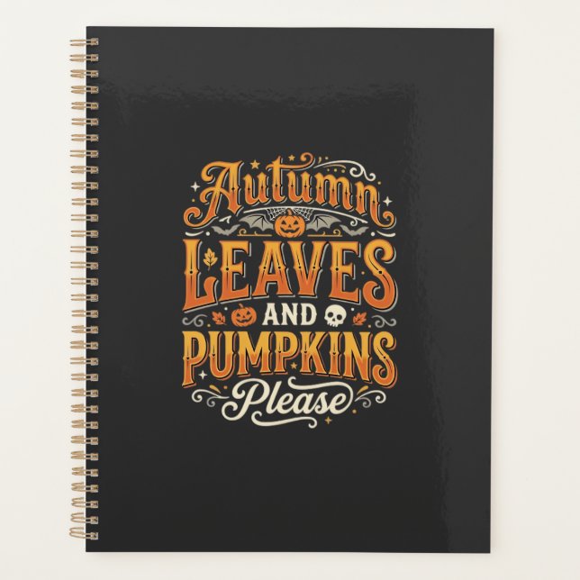 Autumn Leaves and Pumpkins Please Halloween Design Planner (Front)