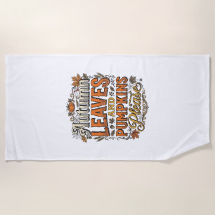 Autumn Leaves And Pumpkins Please Vintage Beach Towel