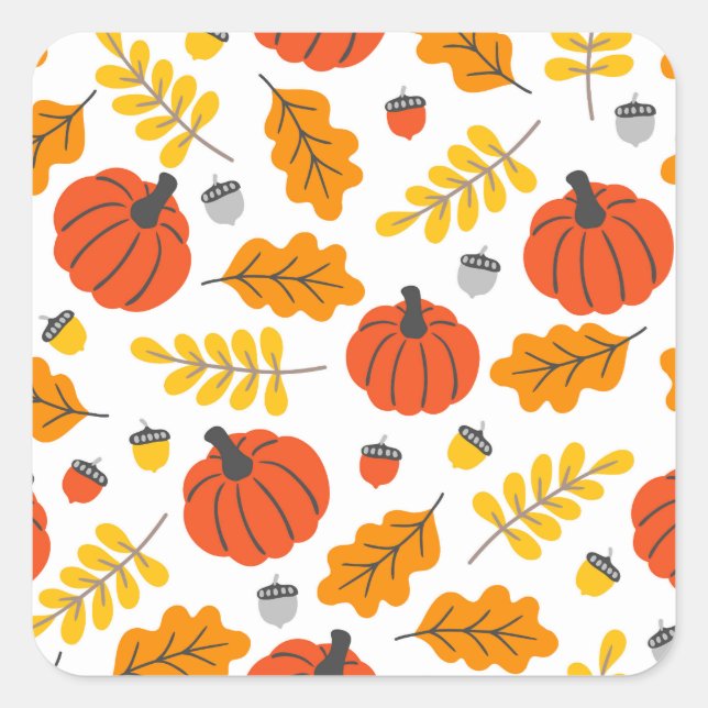 Autumn Leaves and pumpkins Square Sticker (Front)