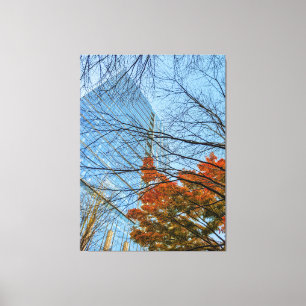 Autumn Leaves and Skyline Canvas Print