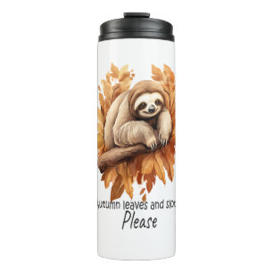 Autumn Leaves and Sloth Please Thermal Tumbler