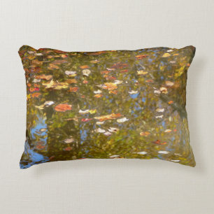 Autumn Leaves and Stream Reflection at Greenbelt Decorative Cushion