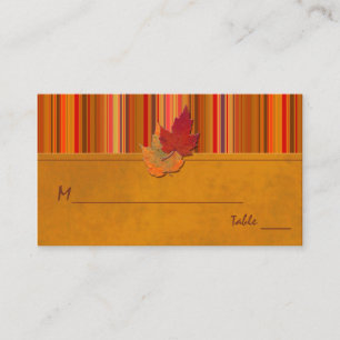 Autumn Leaves and Stripes Place Cards