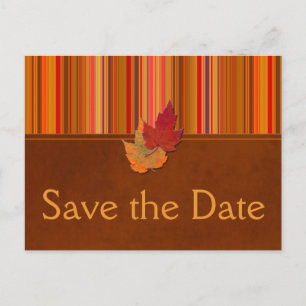 Autumn Leaves and Stripes Save the Date Card