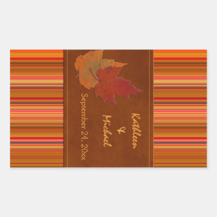 Autumn Leaves and Stripes Wine Label