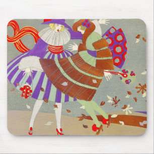 AUTUMN LEAVES AND WIND / FASHION COSTUME DESIGNER MOUSE PAD