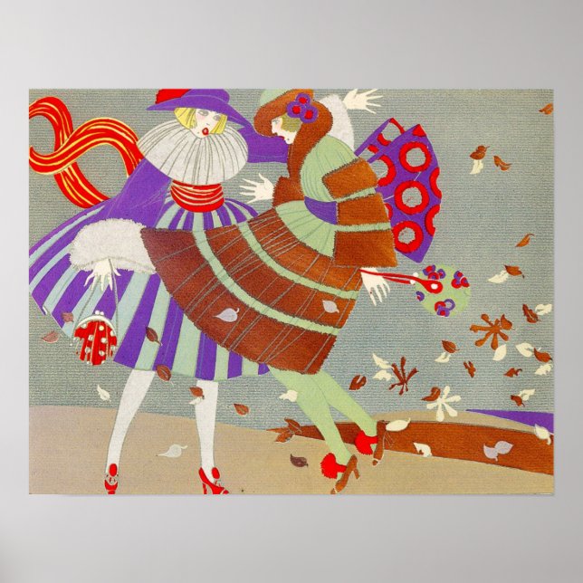 AUTUMN LEAVES AND WIND / FASHION COSTUME DESIGNER POSTER (Front)