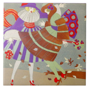 AUTUMN LEAVES AND WIND / FASHION COSTUME DESIGNER TILE