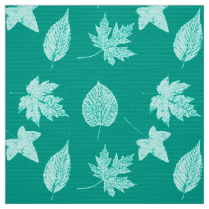Autumn leaves - aqua and turquoise fabric