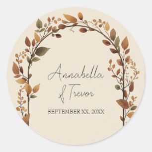 Autumn Leaves Archway Fall Foliage Art Custom Name Classic Round Sticker