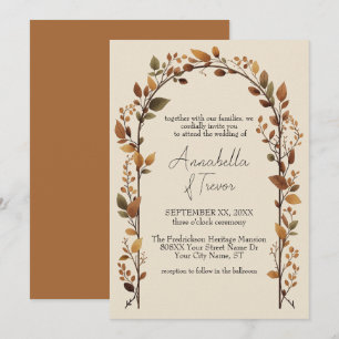 Autumn Leaves Archway Fall Foliage Art Wedding Invitation