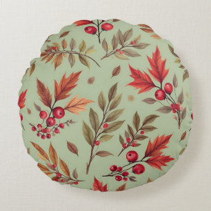 Autumn Leaves, Author Natasha Us   Round Cushion