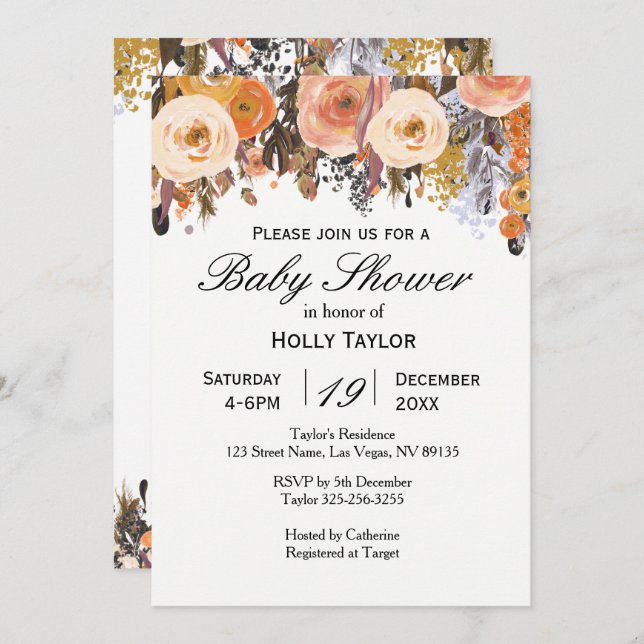 Autumn Leaves Baby Shower Invitation (Front/Back)