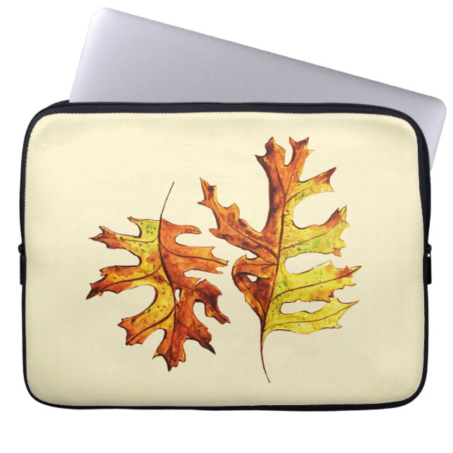 Autumn Leaves Beautiful Nature Watercolor Art Laptop Sleeve (Front)