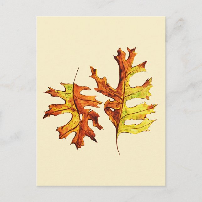 Autumn Leaves Beautiful Nature Watercolor Art Postcard (Front)