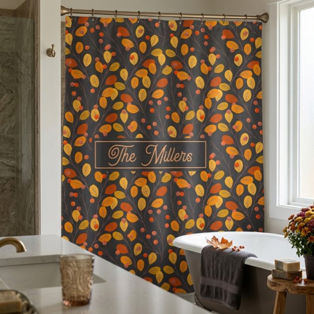 Autumn Leaves & Berries Custom Shower Curtain (Creator Uploaded)