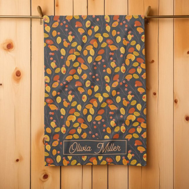 Autumn Leaves & Berries Custom Tea Towel (Creator Uploaded)