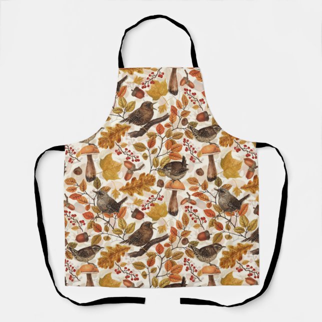 Autumn leaves, berries, mushrooms and wrens apron (Front)