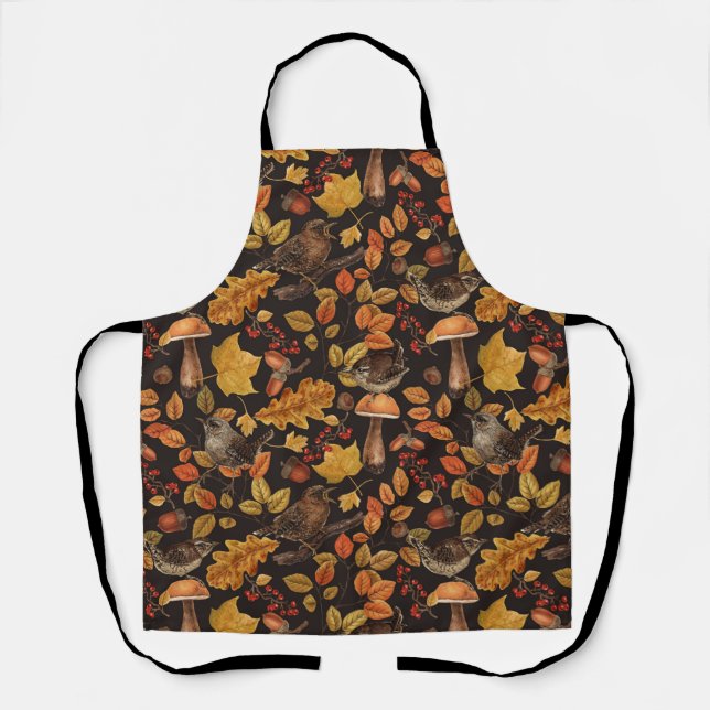Autumn leaves, berries, mushrooms and wrens apron (Front)