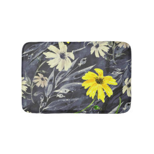 Autumn leaves, berries: watercolor pattern. bath mat