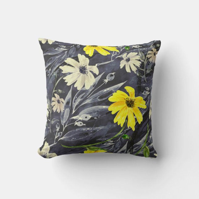 Autumn leaves, berries: watercolor pattern. cushion (Front)