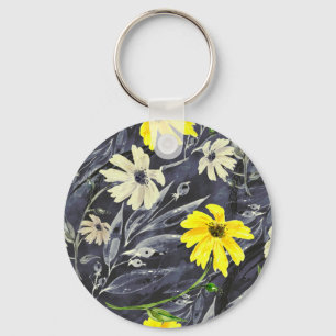 Autumn leaves, berries: watercolor pattern. key ring
