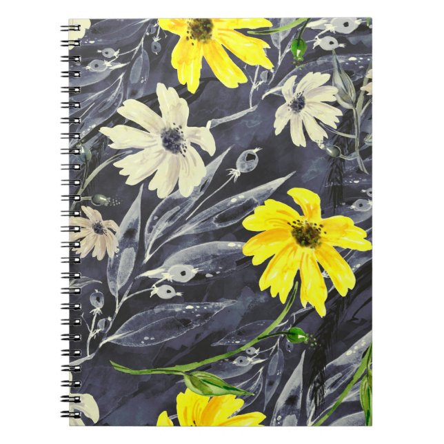 Autumn leaves, berries: watercolor pattern. notebook (Front)