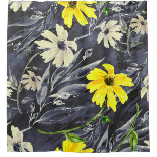Autumn leaves, berries: watercolor pattern. shower curtain