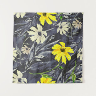 Autumn leaves, berries: watercolor pattern. tapestry