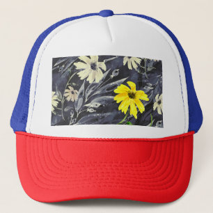 Autumn leaves, berries: watercolor pattern. trucker hat