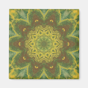 Autumn leaves birch abstract kaleidoscope magnet 2