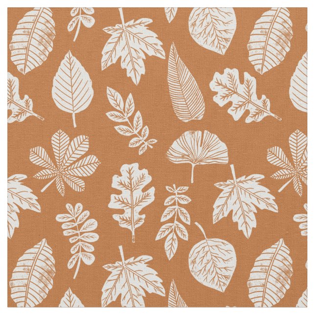 Autumn Leaves Block Print Fabric (Close Up)