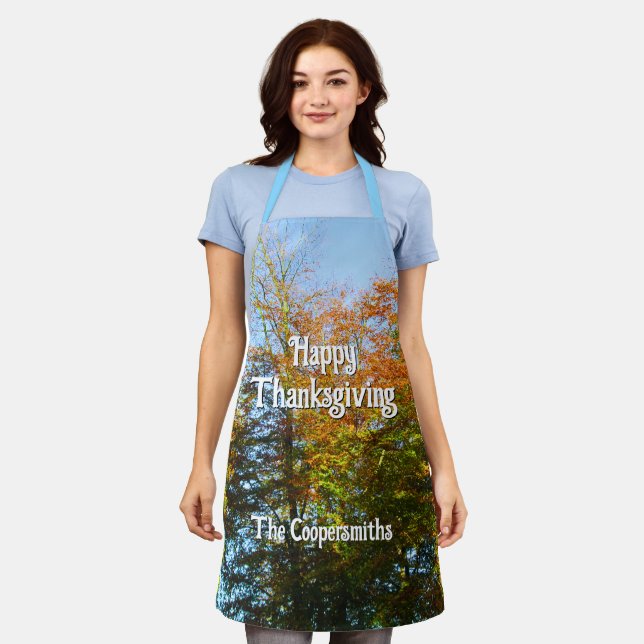 Autumn Leaves & Blue Skies - Personalized Apron (Worn)