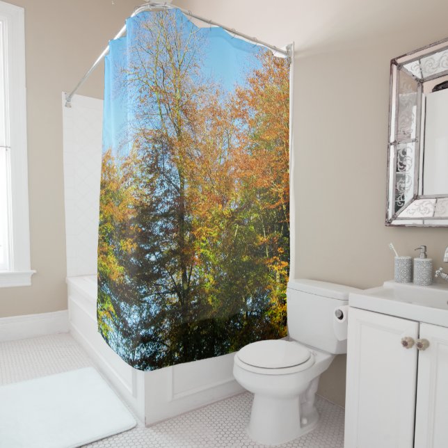 Autumn Leaves & Blue Skies - Personalized Shower Curtain (In Situ)