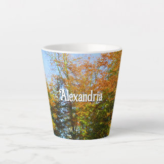 Autumn Leaves & Blue Skies - Small Personalized Latte Mug